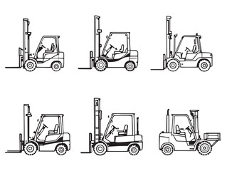 Simple forklift line art vector for commercial projects