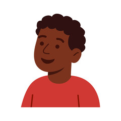 Smiling African-American boy portrait, cartoon child head vector illustration with cheerful happy expression