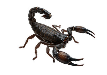 Venomous Black Scorpion with Tail Up on Transparent Background



