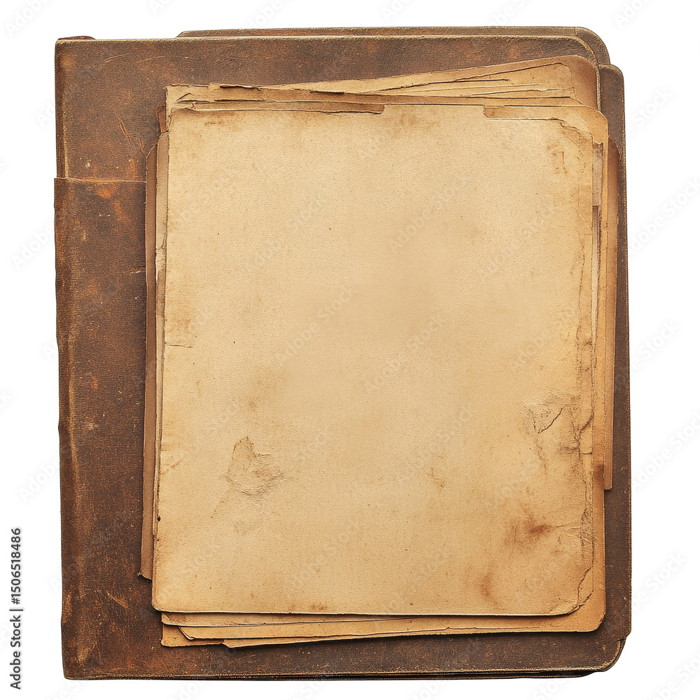 Aufkleber old file folder with blank pages resting on a wooden surface suggests forgotten memories waiting to 