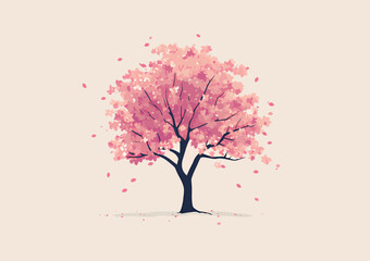 Obraz premium Beautiful pink tree with blossoms against a light background.