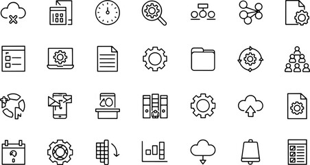 devops  agile  scrum line icons big set  plan  pro.eps