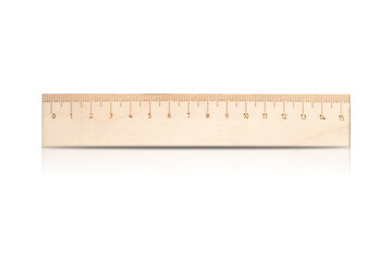 wooden ruler on white background