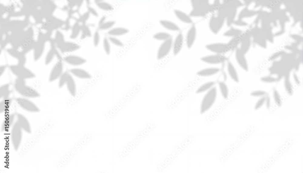 Poster soft, natural shadow of leaves on a white background, creating an abstract, elegant design. this min