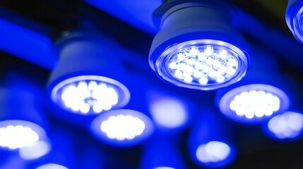 Blue led lights energy efficient lighting technology bright light bulbs saving energy for home interior