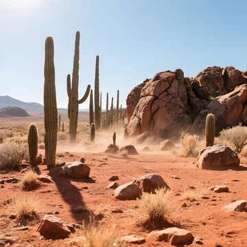 Llanuras secas donde crecen cactus