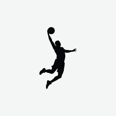 Basketball Player Silhouette Vectors &ndash; Dynamic Sports Poses on Clean White Background for Design & Print
