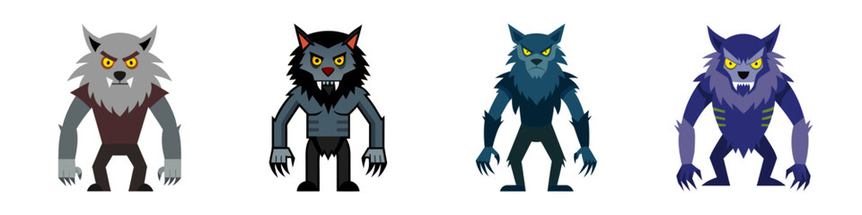 Werewolf Flat Illustration – Simple Cartoon Vector in Flat Style