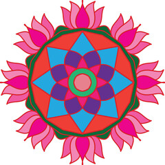 Colorful mandala design. Unique and beautiful mandala design with many colors. Colorful mandala design on white background.