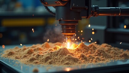 Precision engineering: Automated milling process cutting through a material surface