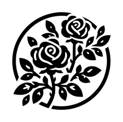 Rose Branch Vector Logo Black Design