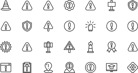 set of warning related line icons  alert  caution  (1).eps
