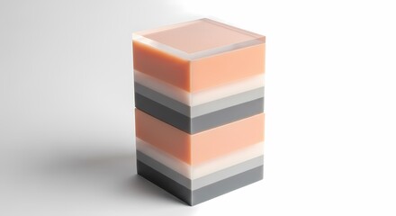 Obraz premium Layered Cube Sculpture with Pastel and Grey Tones