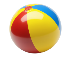 Colorful Beach Ball with Alternating Panels on Transparent Background
