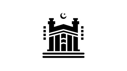 Obraz premium KABBA ICON, MOSQUE ICON, MOON ICON VECTOR LOGO, LOGO ICON, LINEART LOGO