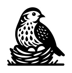 Obraz premium Quail Nest Black Vector Logo