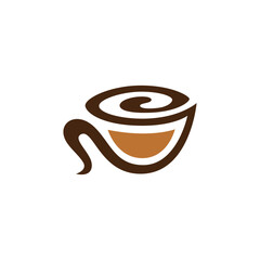 Hot coffee cup vector icon with steaming aroma