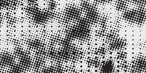 Grunge halftone gradient background. Faded grit noise texture. White and black sandy wallpaper. Retro pixelated backdrop. Anime or manga style comic overlay.  good simple art