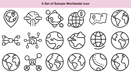 Obraz premium Worldwide Icons Vector Set: Global, Earth, Network and More