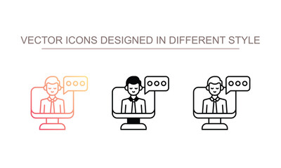 Online Consultant icon design with white background stock illustration