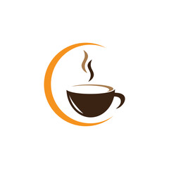 Hot coffee cup with beans, a perfect breakfast drink icon