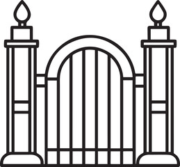 Gate outline vector illustration line art	