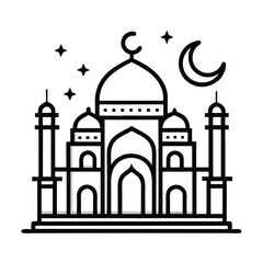  Taj Mahal Silhouette with Moon and Stars