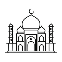  Outline Drawing of Taj Mahal Vector Icon