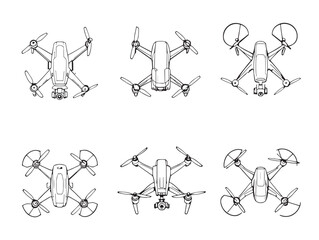 Drone line art outline for creative stock illustration