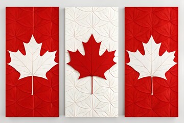 Canadian Maple Leaf Triptych Modern Art Print