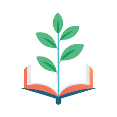 Open Book with Growing Plant Symbolizing Knowledge and Growth