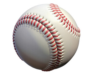 Detailed Close-Up of a Baseball with Red Stitching on a Transparent Background