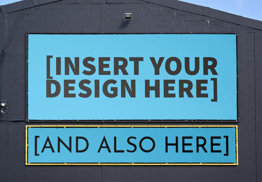 Two Blank billboard mockup ready for outdoor advertising use. Horizontal, small and big