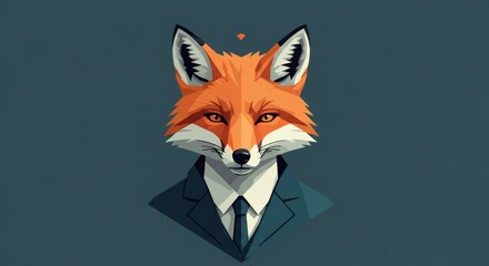 Obraz premium Sophisticated Fox in a Suit A Modern Animal Portrait Illustration