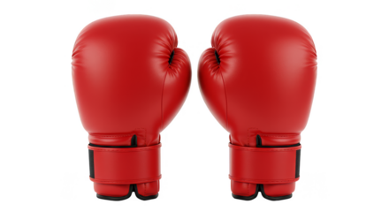 Isolated Red Boxing Gloves Pair on Transparent Background 3d Render