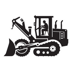 Vector Illustration Black and White Silhouette of Heavy Loader