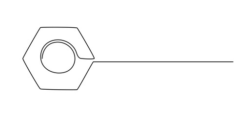 Nut one line drawing vector. Nut continuous line drawing vector. Nut a single line drawing. Background contour line Nut vector, bolt nut continuous line vector illustration, Continuous line drawing. © line draw