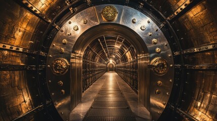 Metal tunnel passageway extending into the distance.