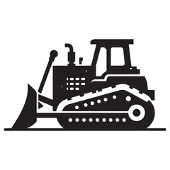 Black & White Bulldozer Silhouette A Strong Construction Vehicle