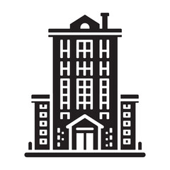 Vector Silhouette of a Tall Building With Many Windows