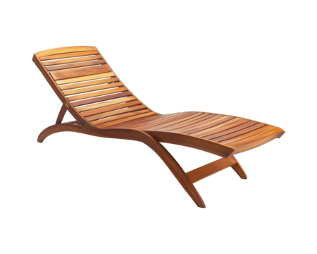 Wooden lounge chair design on transparent background.