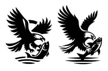 Obraz premium Eagle Fish Hunt Vector Icon