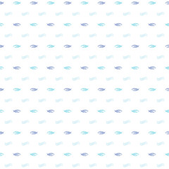 Illustration of a pattern featuring fish and ripples in the sea. Background swatch support, light blue, blue / 海の魚とさざ波のパターンイラスト 背景素材 スウォッチ対応 青 水色 寒色