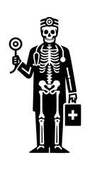 Obraz premium Man Skeleton Doctor Silhouette Logo Black White Background