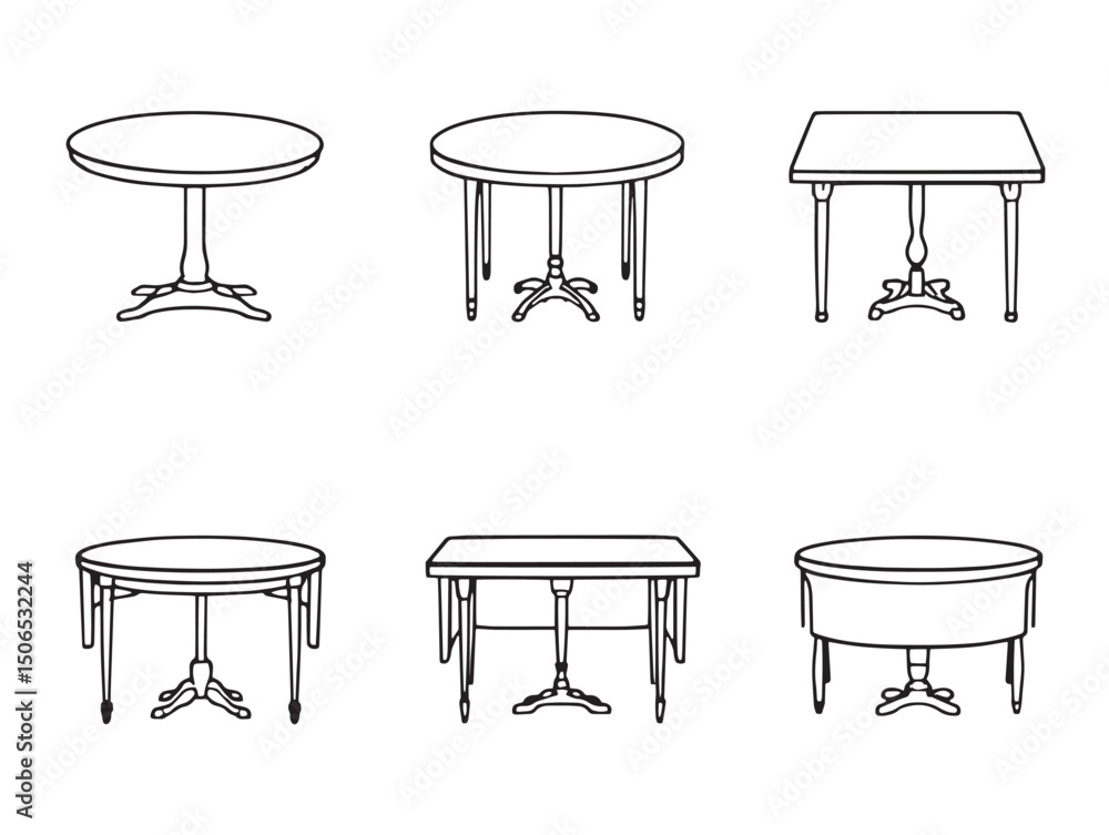 Poster elegant minimal dining table line art vector design