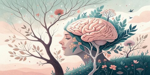 Representation of human consciousness with elements of nature celebrating World Humanist Day