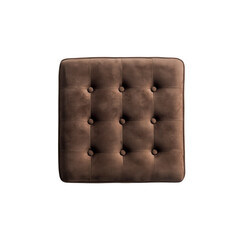 Top View of Brown Velvet Tufted Ottoman or Footstool