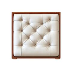 Top View of a Square Tufted Ottoman with Wooden Frame