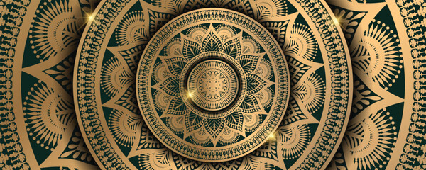 Luxurious pattern of mandala in a royal pattern, can be used in royal design. Luxurious mandala wallpaper with golden arabesque patterns, element for invitation, meditation poster, yoga, wedding, book