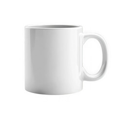Simple white coffee mug against dark space on transparent background